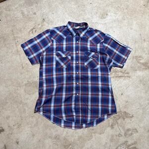 Vintage VTG 90’s Short Sleeve Plaid Pearl Snap Shirt